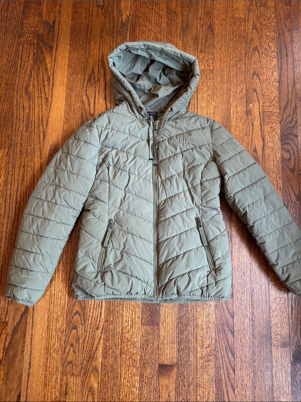 Women’s Ralph Lauren Hooded Puffer Jacket - Olive Green size Medium